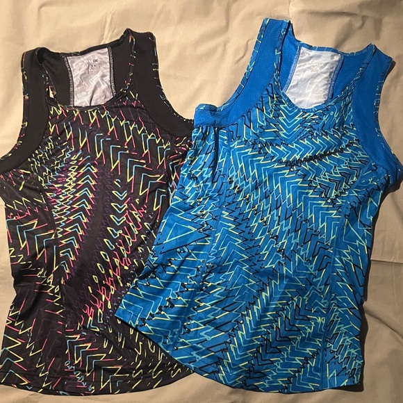 Reebok Tops - Reebok Women's PlayDRY Black and Blue Patterned Tank Tops